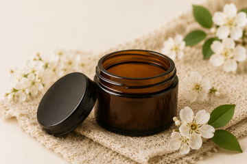 Glastiegel 100 ml Braunglas für Körperbutter und Kosmetik