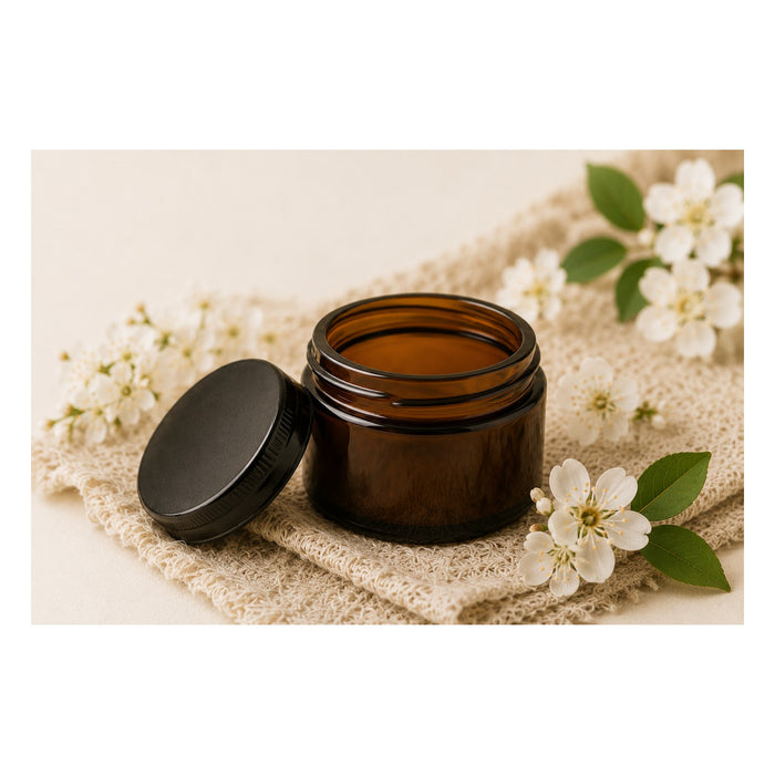 Glastiegel 50 ml Braunglas für Körperbutter und Kosmetik