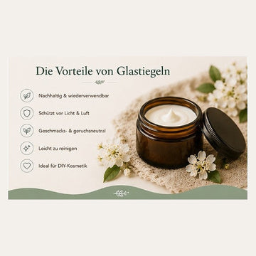 Glastiegel 50 ml Braunglas für Körperbutter und Kosmetik - Detailansicht 100