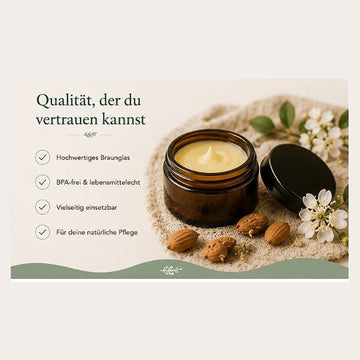 Glastiegel 50 ml Braunglas für Körperbutter und Kosmetik - Detailansicht 100