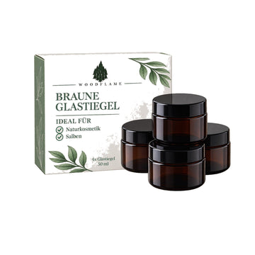Woodflame braune Glastiegel, 4 Stück à 50 ml