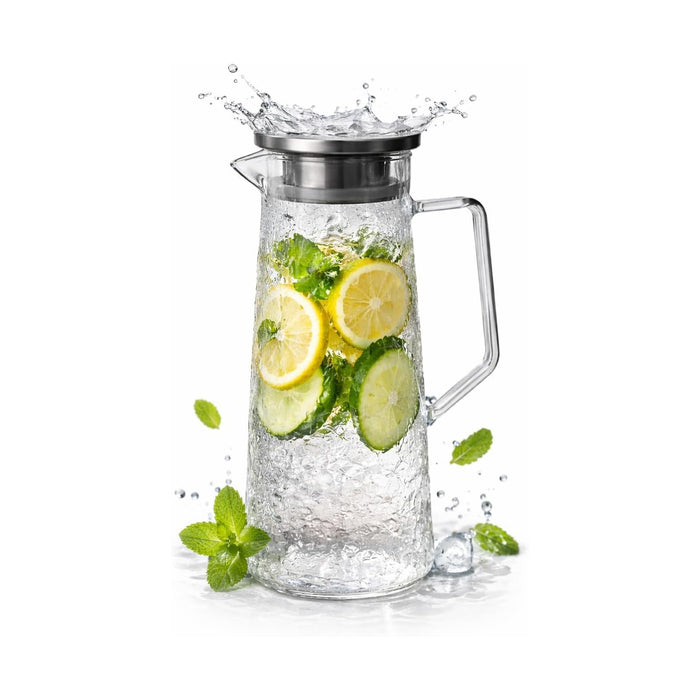 Glaskaraffe 1,5 L mit Edelstahldeckel