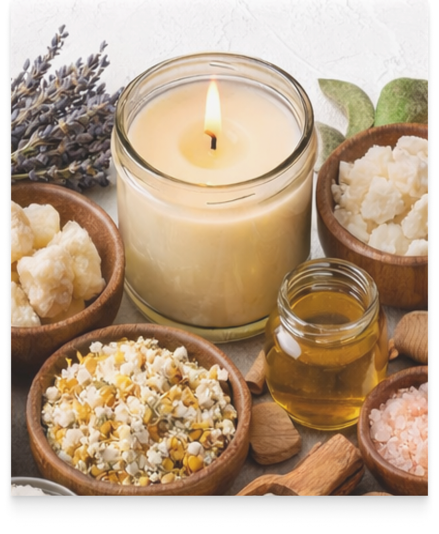 Natural candle and skincare products