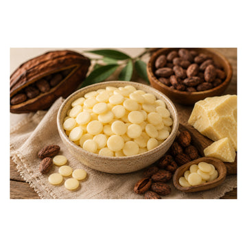 Kakaobutter Pastillen unraffiniert für Körperbutter und Lippenpflege