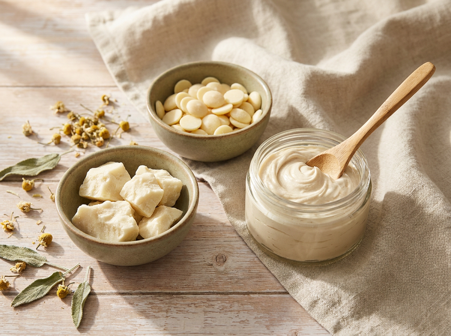 Natürliche Buttern - Sheabutter und Kakaobutter
